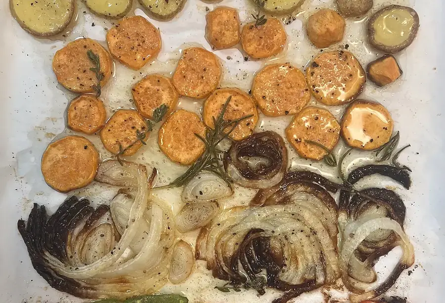 Presentación orientativa de verduras asadas al horno