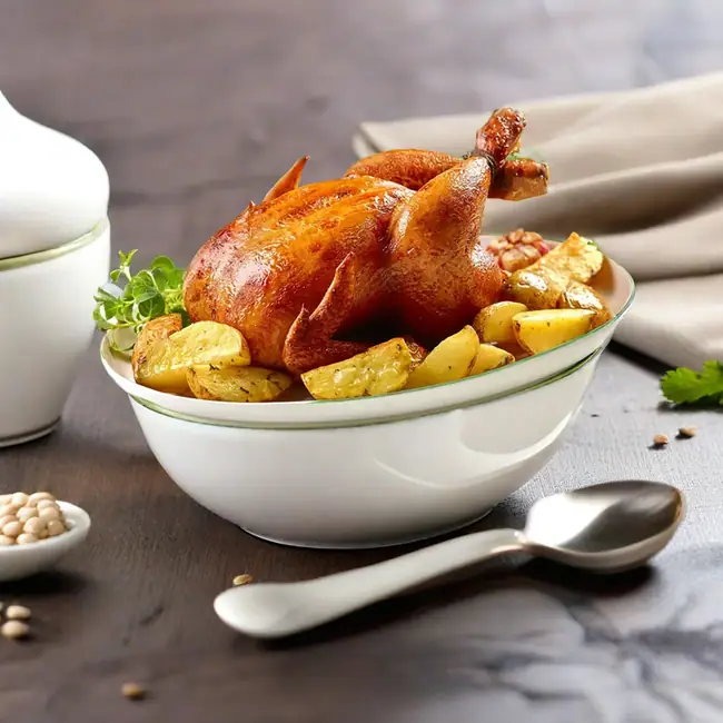 Fotografía ilustrativa de Muslos de pollo con batata al horno
